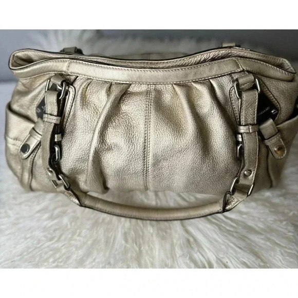 B Markowski Metallic Silver Color, leather Satchel Handbag, Designer Handbag - Picture 2 of 16